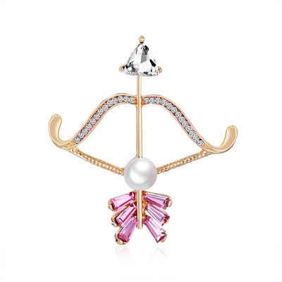 Front product view of the flower brooch pin in gold and silver