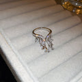 Silver Tone Open V Ring With Dangling Clear Crystal Fringe view 6