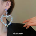 Pastel Crystal Heart Drop Stud Earrings Fashion Jewelry view 4