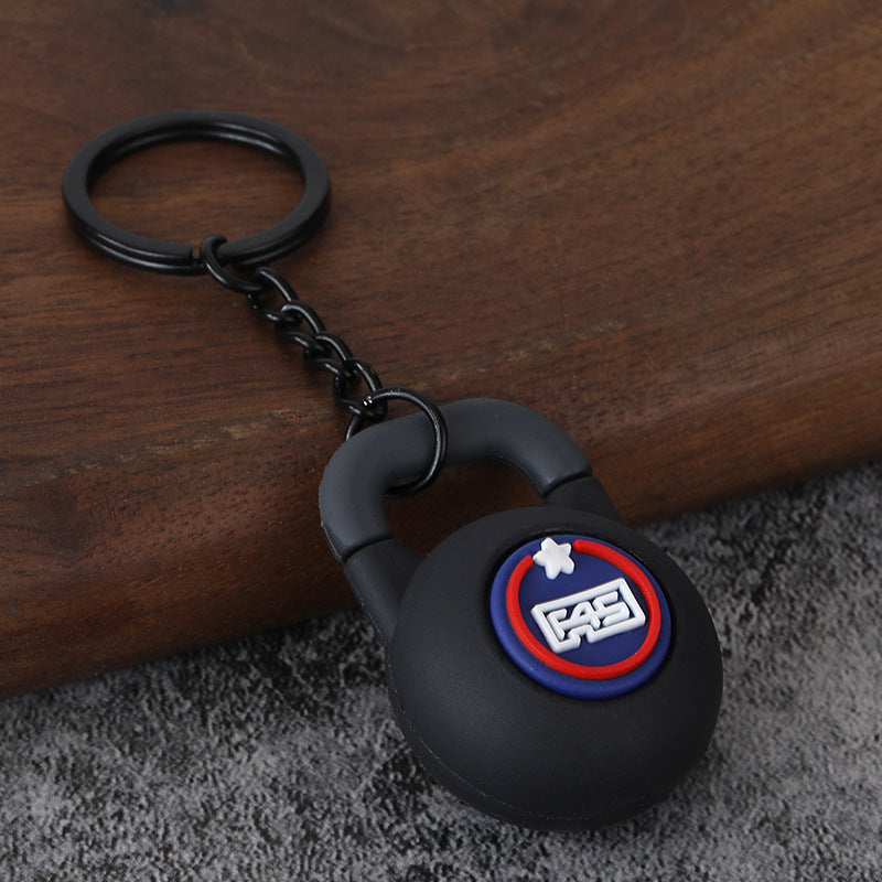 Fitness Barbell and Weight Plate Metal Keychain Gym Bag Charm