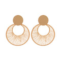Gold and Silver Tone Wire Wrapped Circle Drop Earrings view 5