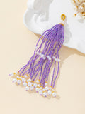 Seed Bead Tassel Pendant Charm With Pearl Accents Seven Colors view 6