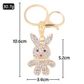 Rhinestone Bunny Keychain Pearl Collar Gold Metal Charm view 2