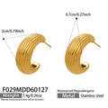 Multi Ridge C Hoop Earrings in Polished Gold and Silver Tone view 7