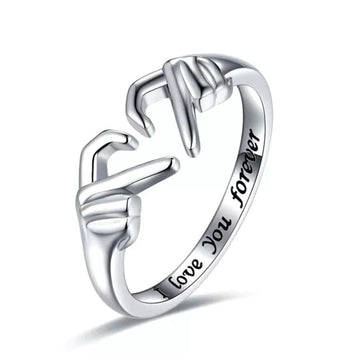 Heart Hands Gesture Ring I Love You Forever Engraving
