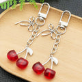 Bow and Cherry Enamel Clasp Keychains in 4 Bright Colors view 1