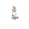 Purple Crystal Butterfly And Branch Ear Cuff With Polished Metal Details view 5