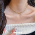 Open Lattice Mesh Chain Necklace in Gold and Silver Tone view 1
