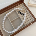 White Round Pearl Bead Necklaces Multiple Sizes Irregular Style view 5