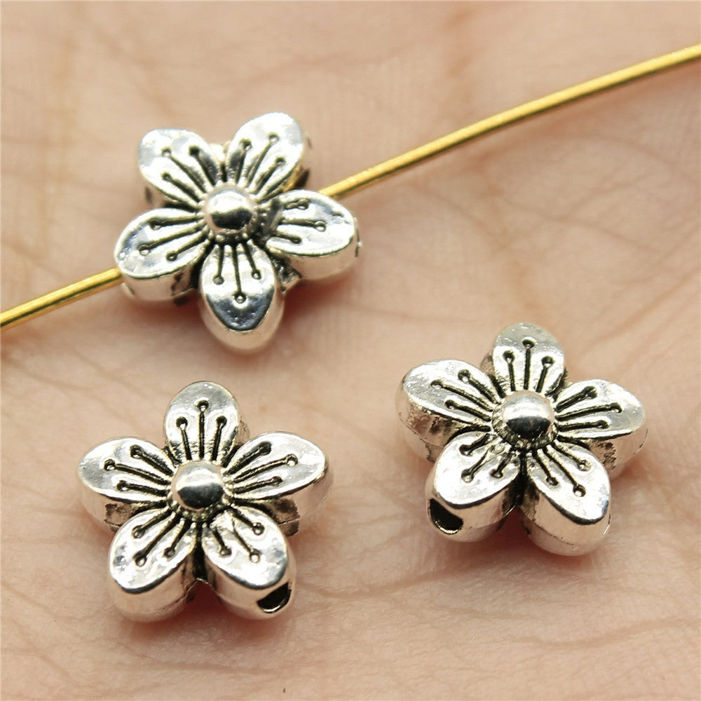 10x10x5mm 1.3g Multicolor Zinc Alloy Flower Loose Metal Beads for Bracelet Necklace Jewelry Making