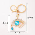 Blue Rhinestone Eye Tear Keychain Gold Tone Metal Hardware view 2