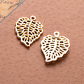 Openwork Veined Leaf Metal Charm Pendants in Five Finishes view 10