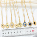 Gold Tone Oval and Rectangular Medallion Pendant Necklaces in Eight Designs view 5