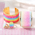 Gradient Glitter Cuff Bracelet and Adjustable Ring Options view 4
