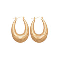 Textured and Polished Oval Hoop Earrings in Gold and Silver view 5