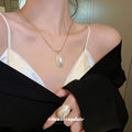 Gold Oval Mother of Pearl Pendant Necklace Set Three Styles view 4