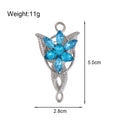Aqua Silver Tone Flower Crystal Metal Brooch Pin 2.8 x 5 cm view 2