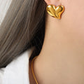 Puffy Heart Pendant Snake Chain Necklaces and Heart Stud Earrings view 11