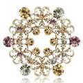 Circular Crystal Wreath Brooch with Pastel Accent Stones view 1