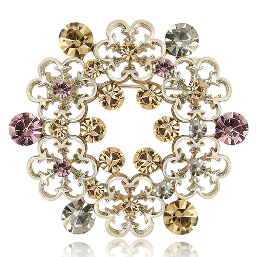 Crystal Wreath Brooch front view on white background