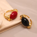 Oval Resin Open Rings Gold Steel Band Multicolor Stones view 4