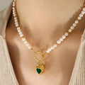 Pearl Strand Toggle Clasp Heart Zircon Pendant Necklace view 7