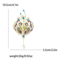 Double Phoenix Crystal Brooch With Feather Fans and Pearl Drop view 6