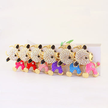 Cow Keychain With Clear Stones And Gold-Tone Details