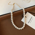 White Round Pearl Choker Necklace Gold Clasp Six Sizes view 10