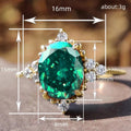 Gold Oval Green Stone Clear Accents Ring Sizes 6-10 view 4