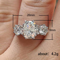 Round Clear Solitaire Three-Stone Ring In Polished Silver Tone view 5