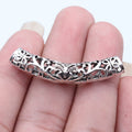 46x13x8mm 5.1g Antique Silver Zinc Alloy Rattan Bracelet Curved Tube Spacer Beads for Jewelry Making