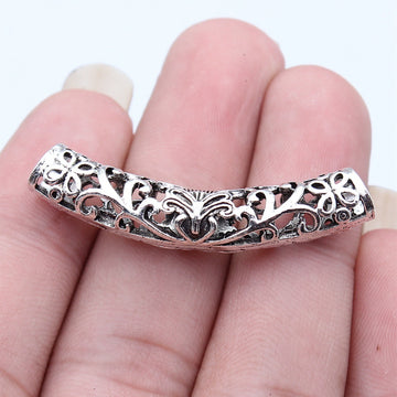 Open Floral Curved Tube Bracelet Connector Metal Jewelry Making Component