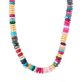 Multicolor Flat Disc Stone Bead Necklace Gold Spacers view 5