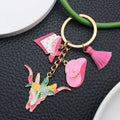 Pink Western Hat Floral Longhorn Metal Keychain Set view 4