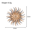 Gold Tone Sunflower Crystal Metal Brooch Pin 5.5 cm view 2