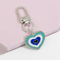 Enamel Evil Eye Keychain Silver Tone Round Square Heart Charms view 7