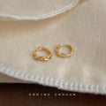 Gold Tone Mini Chain Link Segment Huggie Hoop Earrings view 4
