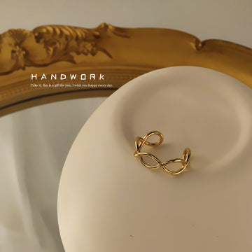 Gold-Tone Open Twist Knot Adjustable Ring Minimal Band