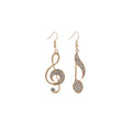 Mismatched Treble Clef and Music Note Hook Earrings view 5