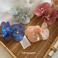 Double Orchid Pearl Like Duckbill Hair Clip In Green Red Yellow Or Blue view 2