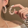Pink Beaded Hoops