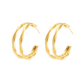 Twisted Double Hoop Earrings in Gold Silver and Two Tone view 5