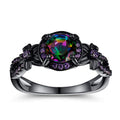 Black Metal Multicolor Center Flower Accent Finger Ring view 1