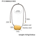 Leather Cord Long Pendant Necklace Heart Geometric Gold Steel view 10