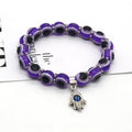 Colorful Evil Eye Bead Hamsa Charm Stretch Bracelets view 5