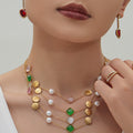 Cat Eye and Imitation Pearl Station Necklace in Ten Colorways view 2