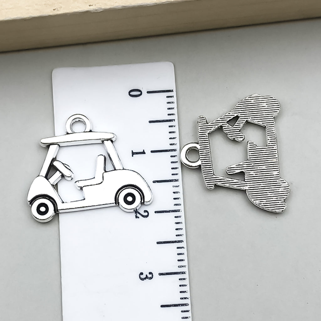 Antique Silver Zinc Alloy Golf Ball Sports Charm Pendant for DIY Keychain Jewelry