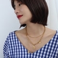 Gold Silver Double Layer Smiley Face Tassel Necklace view 4