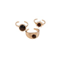 Brown Cabochon Open Ring Sets Gold Silver Three Piece view 5